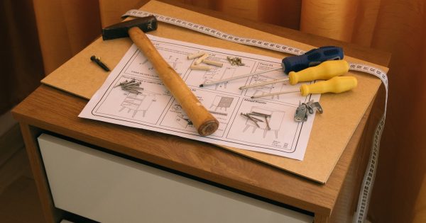 Tools and paper instruction for furniture assembly