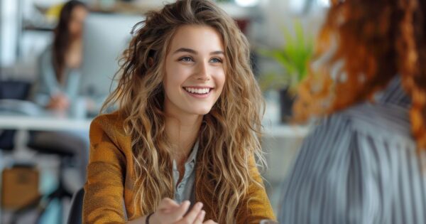 woman, interview, student